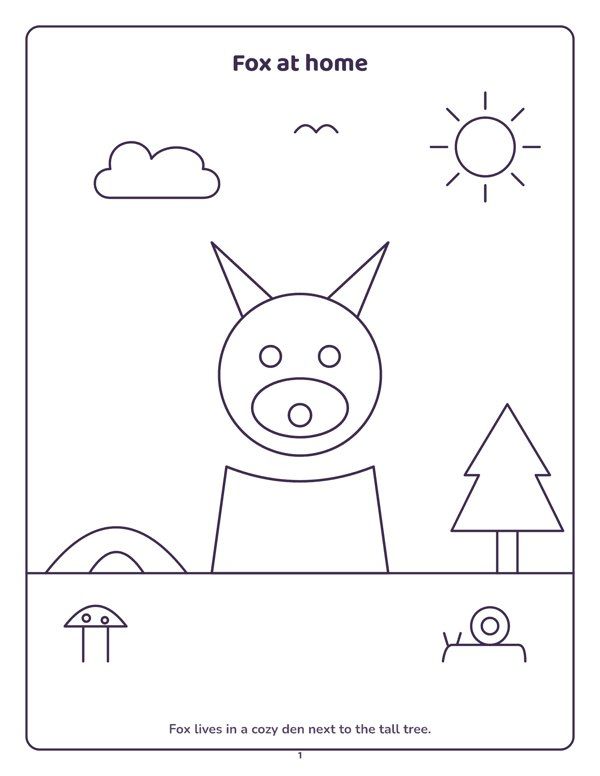Fox at home coloring page