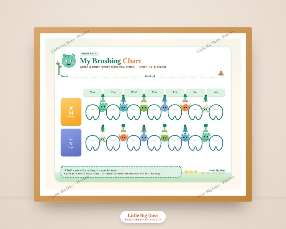 Dino Pals Complete Set (Chart + 6 Cards)