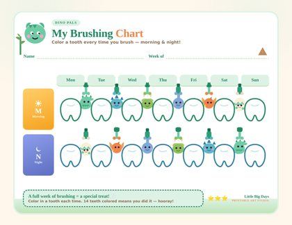 Dino Pals brushing chart
