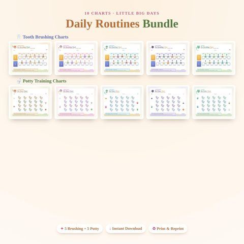Daily Routines Chart Bundle (Potty + Tooth Brushing)