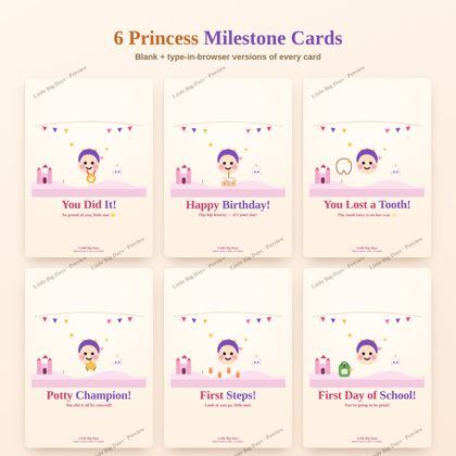 Princess Castle Card Set (6 Milestone Cards)