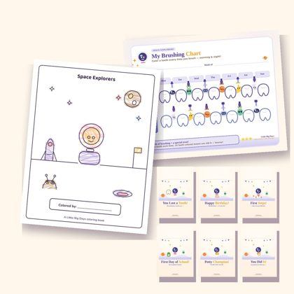 Space World Pack (Coloring Book + Chart + 6 Cards)